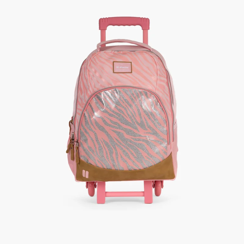 بوز Printed Pink Trolley Backpack for Girls